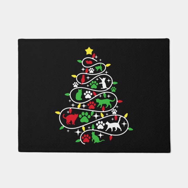 Paillasson Panneaux de chat Imprimer Noël Arbre de Noël Fêtes (Devant)