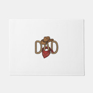 Paillasson Papa Cowboy Corda Chapeau Bandana Gravure Vintage