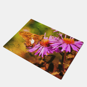 Paillasson Papillon de la dame peint Fleur d'aster sauvage Ab