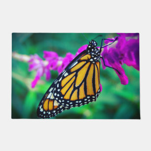 Paillasson Papillon monarque orange violet photo de fleur