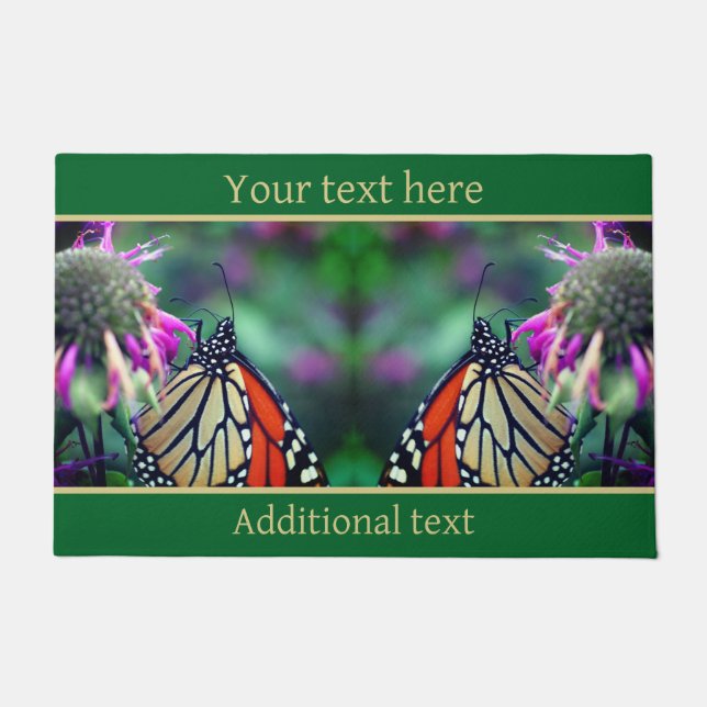 Paillasson Papillon Monarque Sur Fleur Fermer Personnalisé (Devant)