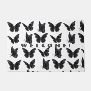 Paillasson Papillons noires - mat de bienvenue