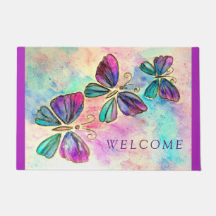 Paillasson Papillons rose pourpre mat