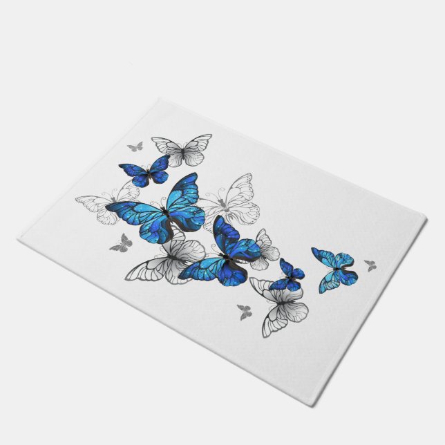 Paillasson Papillons volants bleus Morpho (Incliné)