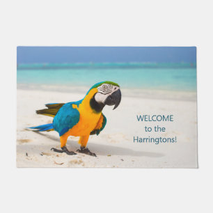 Paillasson Parrot de plage de texte personnalisé