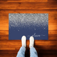 Parties scintillant bleue Silver Navy Girl Monogra