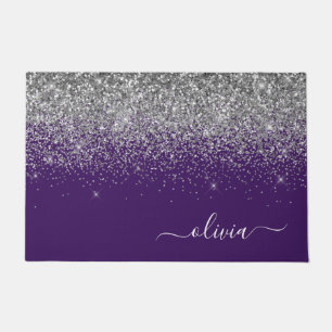 Paillasson Parties scintillant d'argent violet Girl Nom du mo