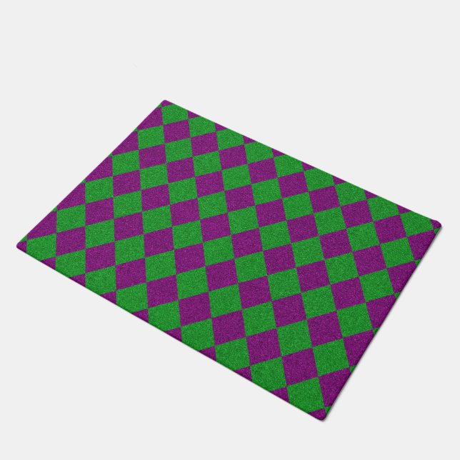 Paillasson Parties scintillant de diamants violet et vert (Incliné)