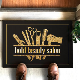Paillasson Parties scintillant d'or Beauté Salon coiffeur noi