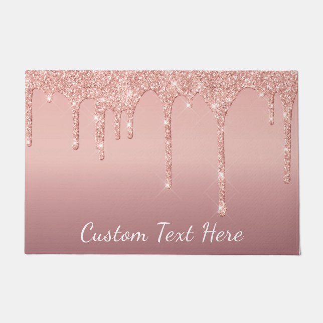 Paillasson Parties scintillant rose Gold Blush avec texte per (Devant)
