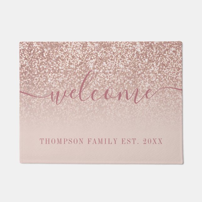 Paillasson Parties scintillant rose Gold Nom de famille (Devant)
