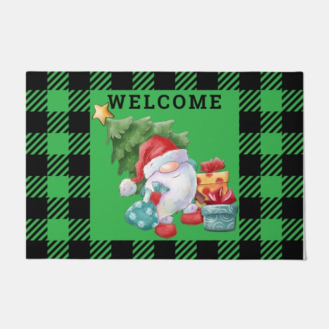 Paillasson Pâte verte de Noël Gnome (Devant)