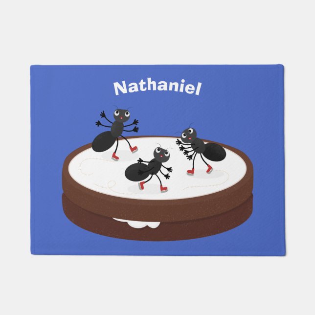 Paillasson Patinage sur glace de fourmis joyeuses sur dessin  (Devant)