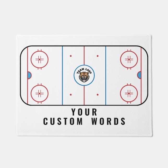 Paillasson Patinoire de hockey avec logo et texte de l'équipe (Devant)
