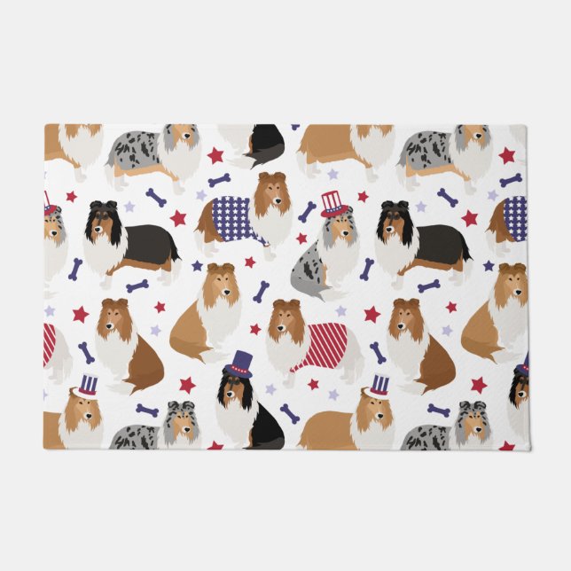 Paillasson Patriotic Rough Collie Pattern (Devant)