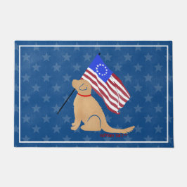 Paillasson Patriotique Golden Dog américain Drapeau mat