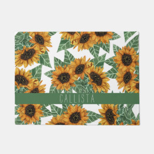 Paillasson Pays Mignons Fleurs de soleil jaunes Aquarelle Mon