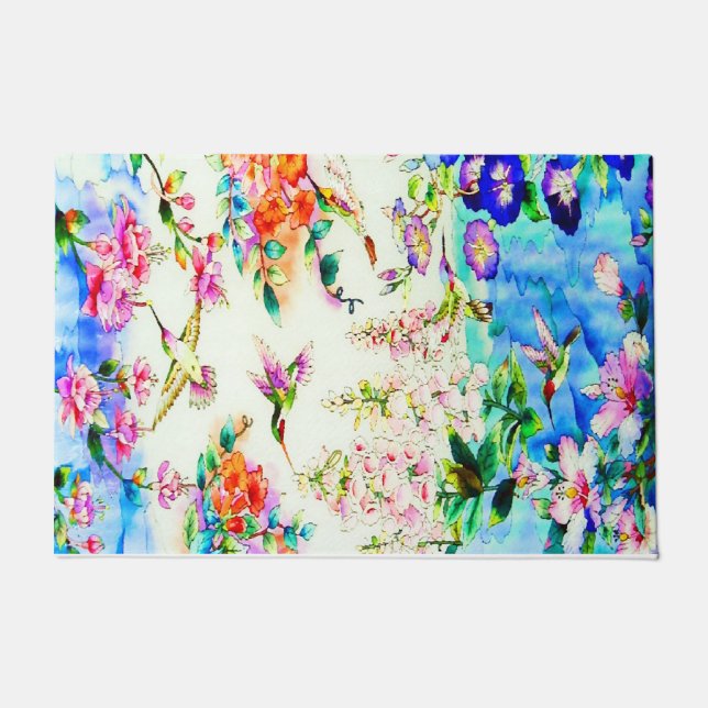 Paillasson Paysage des colibris et des fleurs (Devant)