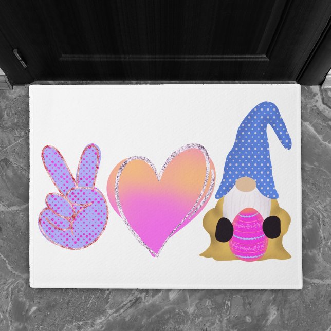 Paillasson Peace Love Gnome | Belle Sublimation Pastel de Pâq (Créateur téléchargé)