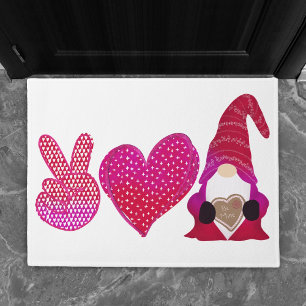 Paillasson Peace Love Gnome   Sublimation de la Saint Valenti