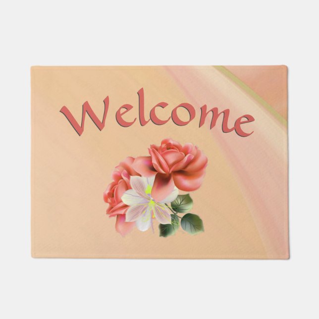 Paillasson Peach Peonies et Ghost Orchid (Devant)