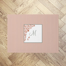 Paillasson Peach Stripe Terracotta Butterfly Script Monogramm