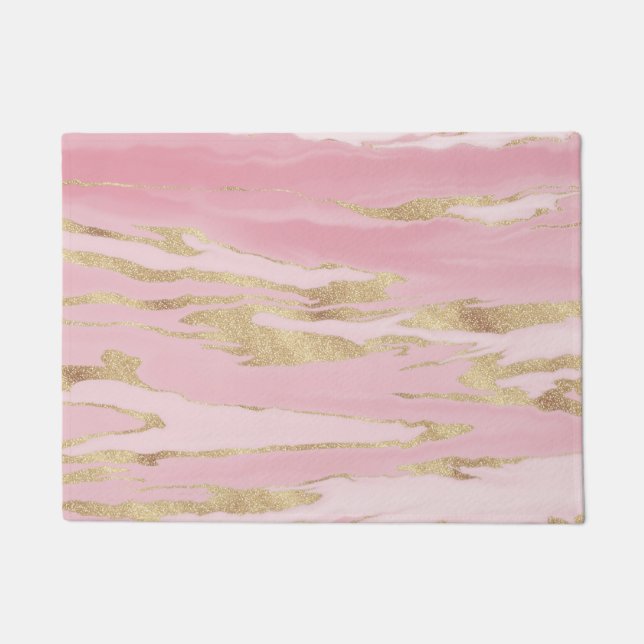 Paillasson Peinture Abstraite en marbre rose or (Devant)