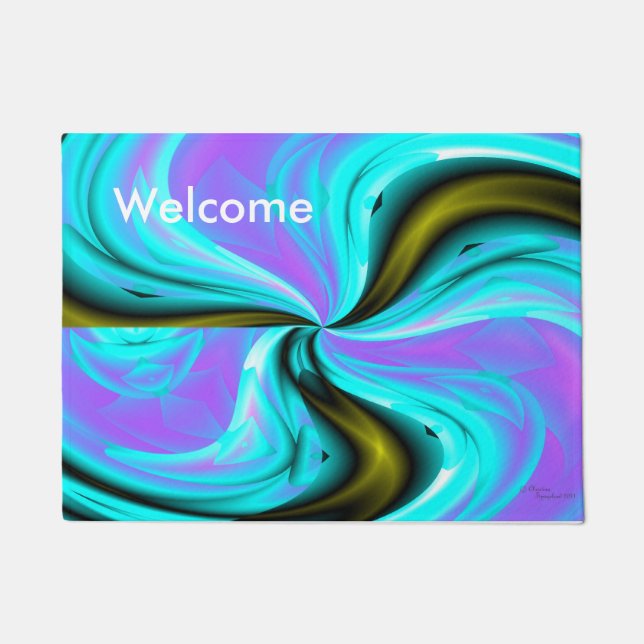 Paillasson Peinture abstraite violet tourbillon Welcome Doorm (Devant)