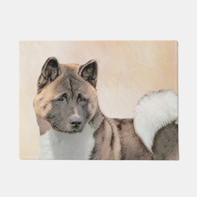 Paillasson Peinture d'Akita - Beau art original de chien (Devant)