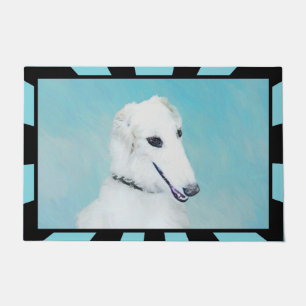 Paillasson Peinture de Borzoi (Blanc) - Joli Chien d'origine