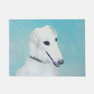 Paillasson Peinture de Borzoi (Blanc) - Joli Chien d'origine