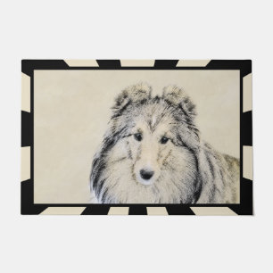 Paillasson Peinture de chien de berger de Shetland - art