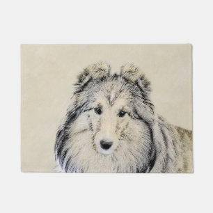 Paillasson Peinture de chien de berger de Shetland - art