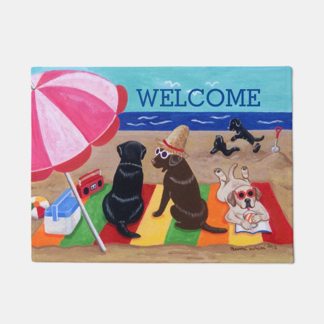 Paillasson Peinture de Labradors de brise d'été (Devant)