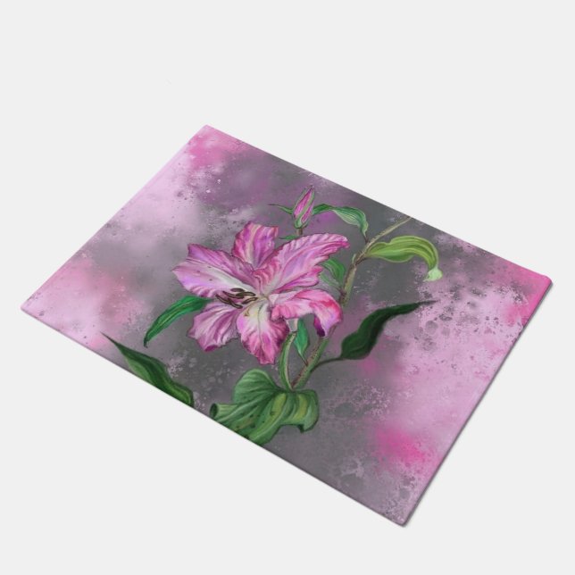 Paillasson Peinture de natte violet rose Lily (Incliné)