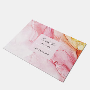 Paillasson Peinture d'encre rose Abstraite personnalisée