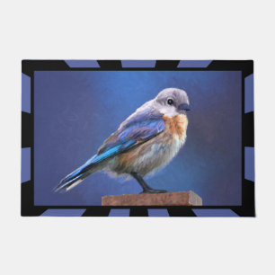 Paillasson Peinture (femelle) d'oiseau bleu - art original