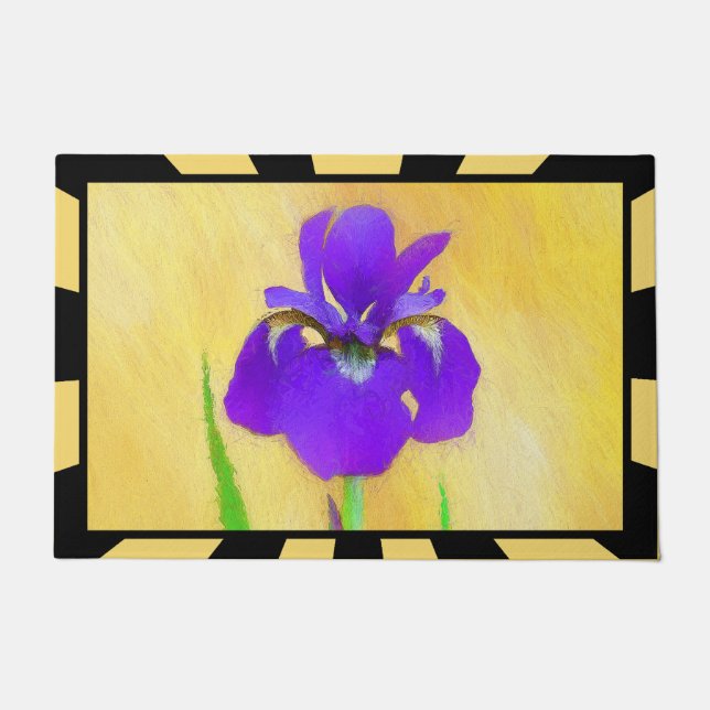 Paillasson Peinture Iris à pois pourpre - Chien original mign (Devant)
