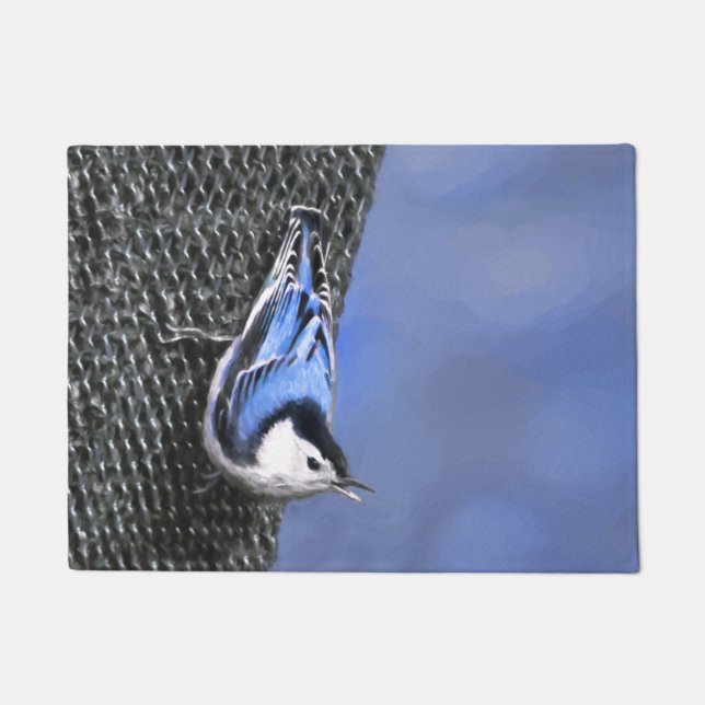 Paillasson Peinture Nuthatch à poitrine blanche Art original (Devant)