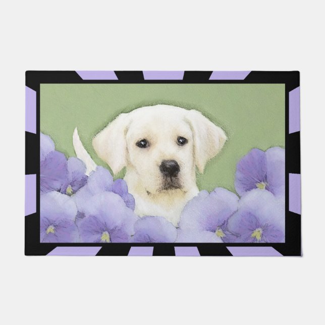 Paillasson Peinture originale de Chien par un récupérateur du (Devant)