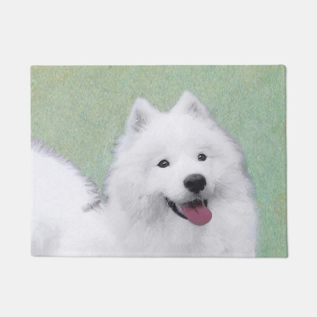 Paillasson Peinture Samoyed - Cute Original Chien Art (Devant)