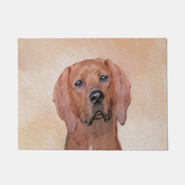 Paillasson Peinture sur pilon rouge - jolie art original chie (Devant)