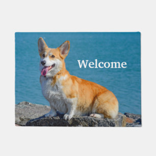 Paillasson Pembroke rouge et blanc Corgi Chien chiot gallois