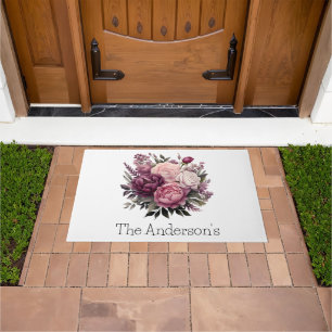 Paillasson Peonies Roses rose blanc violet Floral Flower