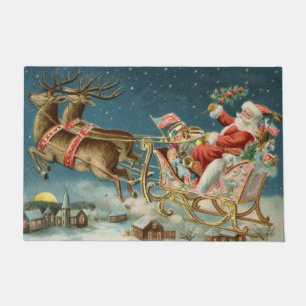 Paillasson Père Noël Antique Sleigh Reindeer