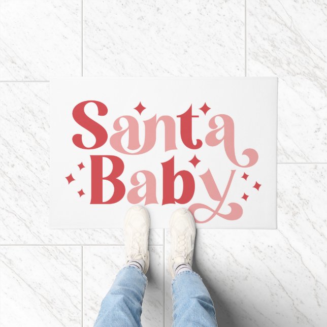Paillasson Père Noël Baby - Typographie de Noël rétro (Intérieur)