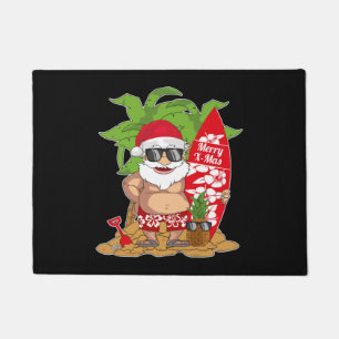 Paillasson Père Noël Hawaiian Surfing Noël en Juillet Cadeau
