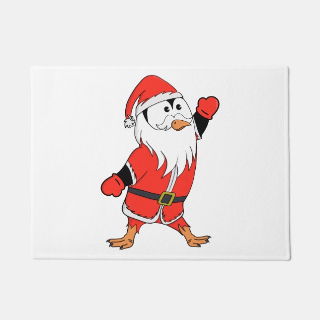 Paillasson Père Noël Penguin Prêt pour Noël (Devant)