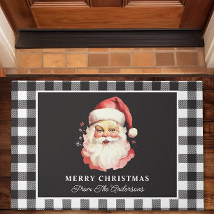 Paillasson Père Noël vintage personnalisé Noël en gingham noi