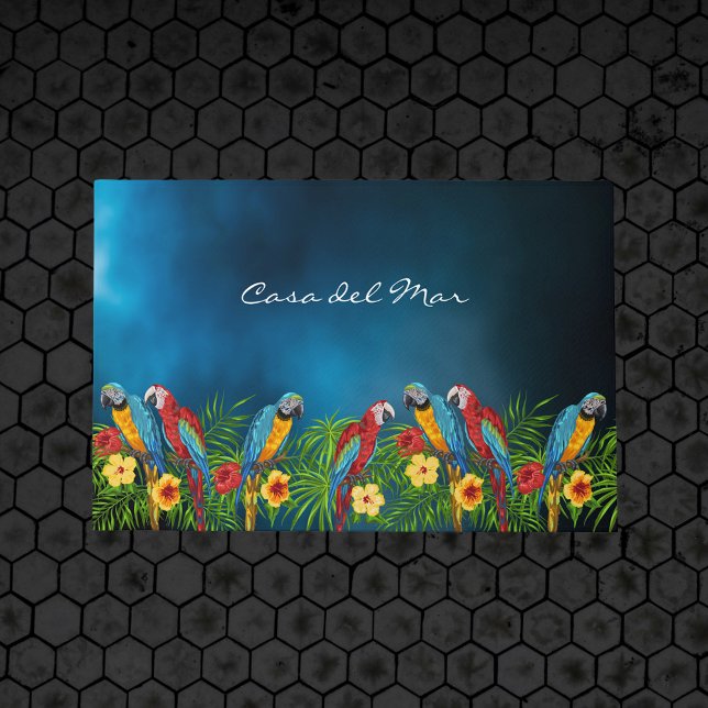 Paillasson Perroquets bleu marine nom de la maison d'été (Créateur téléchargé)